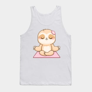 Cute Sloth Meditating Girl Tank Top